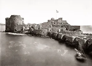 Crusader Prints: Sidon Sea Castle, Lebanon, c. 1890