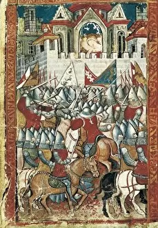 Biblioteca Gallery: Siege of Pamplona by the army of Charlemagne in
