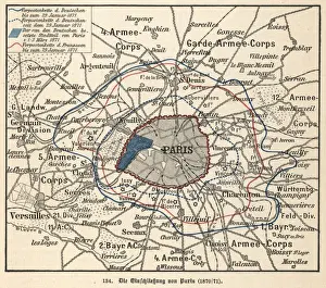 Versailles Prints: Siege of Paris Map 1870
