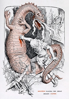 Images Dated 14th December 2016: Siegfried slaying the great dragon Fafner