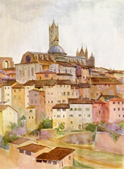 Siena, Italy - The Duomo viewed from Fontebranda
