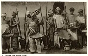 Removing Prints: Sierra Leone, West Africa - Husking of Rice pestle & mortar