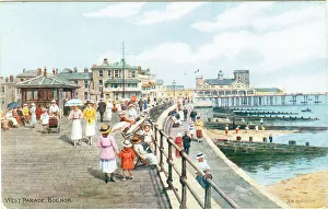 Reproduced Prints: Sightseers West Parade Bognor. Band stand and pier