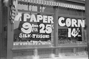 Cents Prints: A sign in grocery store window PAPER - 9 rolls for 25 cents