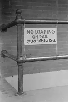 Cruces Prints: Sign on rail, Las Cruces, New Mexico