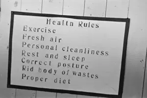 South East Prints: Sign in schoolroom, Southeast Missouri Farms