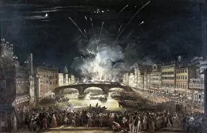 SIGNORINI, Giovanni (1808-1858). Fireworks over