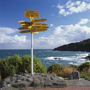 Signpost at Bluff, South Island, New Zealand
