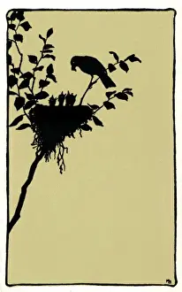 Nest Prints: Silhouette of birds nest