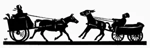 Rearing Prints: Silhouette of two carts meeting head-on