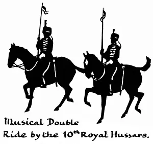 Silhouette of cavalrymen on horseback