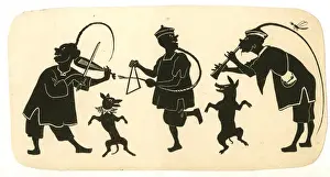 Silhouette, Chinese Musicians and Dancing Dogs