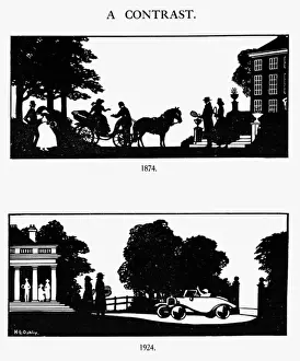 Raquet Prints: Silhouette of contrasting transport, 1874 and 1924