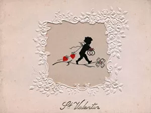 Rings Gallery: Silhouette of a cupid on a French Valentine card