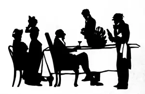 Waiters Prints: Silhouette of diners and waiters at a table