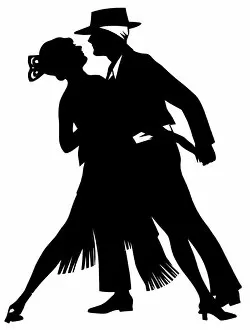 Tango Gallery: Silhouette of exotic couple dancing