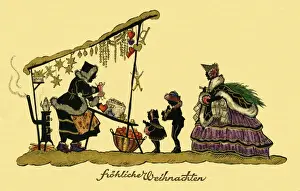 Provisions Prints: Silhouette. Family buying gifts