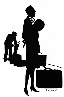 Silhouette of a fashionable woman on her travels