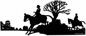 Images Dated 24th February 2012: Silhouette of fox hunting scene