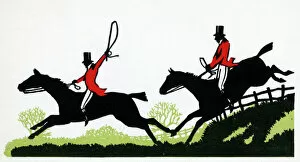 Rider Collection: Silhouette of fox hunting scene