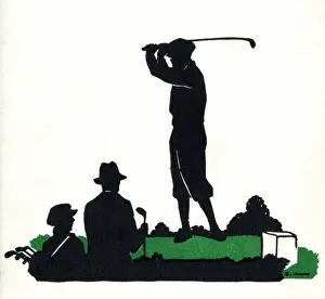 Silhouette of a golfing scene