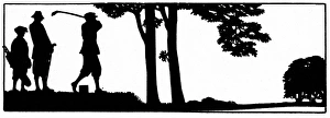 Silhouette of a golfing scene