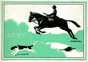 Horsewoman Collection: Silhouette of hunting scene