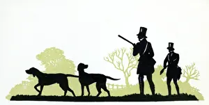 Silhouette of hunting scene