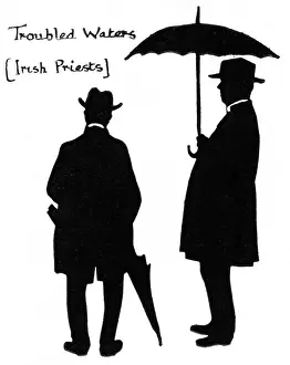 Silhouette of two Irish priests