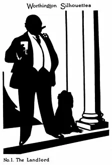 Images Dated 27th February 2012: Silhouette of a landlord and his dog