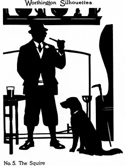 Silhouette of a local squire and his dog
