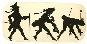 Silhouette, Man bowing in three stages