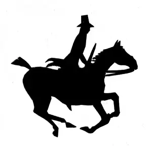 Galloping Prints: Silhouette of man on galloping horse