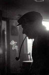 Silhouette of man smoking, Yorkshire