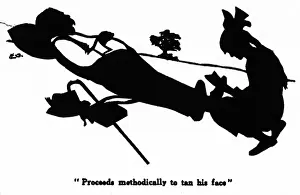 Tanning Prints: Silhouette of a man sunbathing
