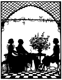 Robertson Prints: Silhouette of Mr & Mrs Home Robertson with Mrs J. M. Pryor