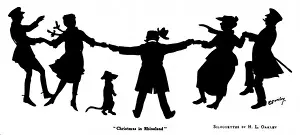 Festivities Prints: Silhouette of people dancing