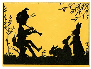 Rhyme Prints: Silhouette, Piper Play a Merry Tune