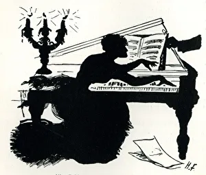 Furniss Gallery: Silhouette, Playing Rousseaus Dream on Piano