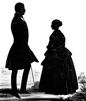 Images Dated 16th November 2011: Silhouette portrait of Queen Victoria & Lord Melbourne