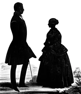 Windsor Prints: Silhouette portrait of Queen Victoria & Lord Melbourne