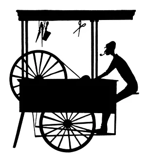 Grinder Prints: Silhouette - Scissor Sharpener, Street Vendor