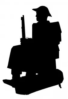 Silhouette of a seated soldier