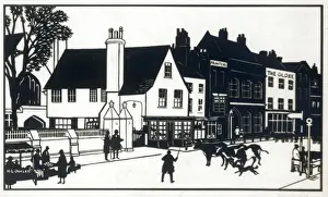 Sign Post Prints: Silhouette of a street scene