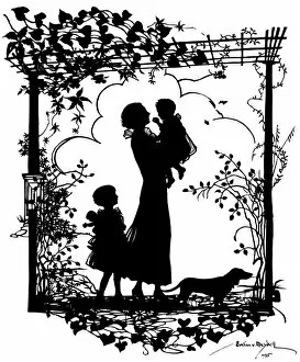 Penelope Gallery: Silhouette of Viscountess Harcourt with her daughters