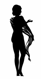 Images Dated 21st February 2012: Silhouette of a woman in a long scarf