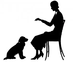 Cocker Prints: Silhouette of woman training dog