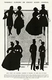 Images Dated 30th December 2016: Silhouettes of couples walking arm in arm throungh the ages