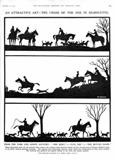 Silhouettes of a fox hunt in the York and Ainsty country