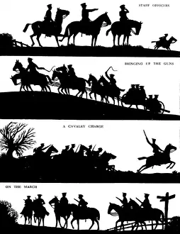 Pull Prints: Silhouettes of horses and men in wartime